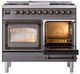 Ilve® Nostalgie II Noblesse 40'' Graphite Matte Pro Style Dual Fuel Range with Burnished Trim-4