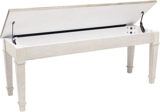 Signature Design by Ashley® Skempton Distressed Grayish White Storage Bench-2