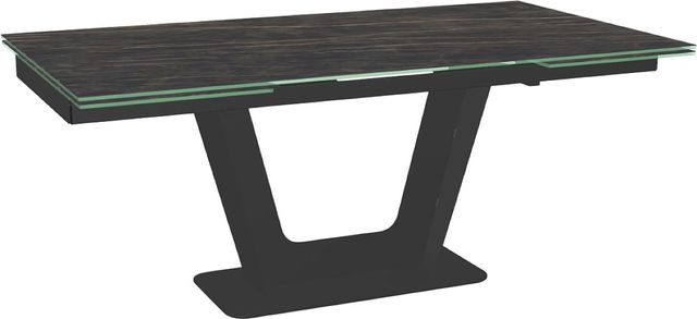 Amisco Customizable Amelia 112" Rectangular Extendable Table with 0.5" Italian Porcelain on Glass Top and 2 Leaves-0
