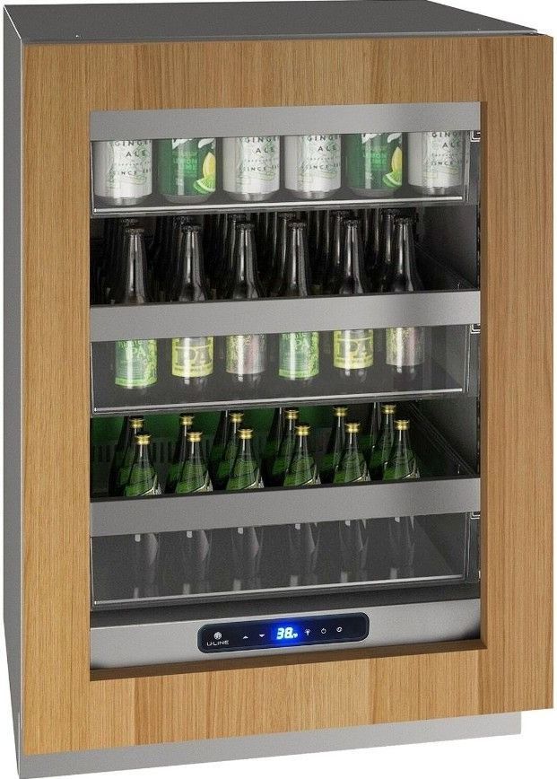 U-Line 5 Class Collection 24” 5.2 Cu. Ft. Panel Ready Beverage Center with Glass Door and BrightShield™ Lighting-0