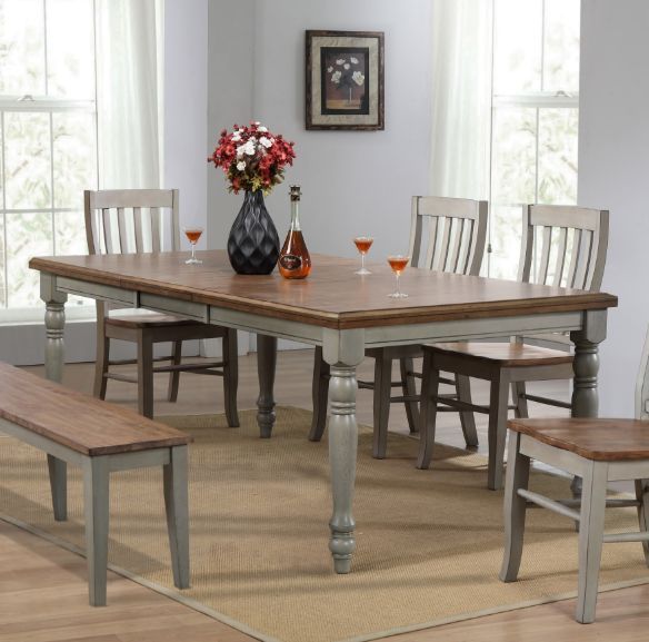 Winners Only® Barnwell Rustic Brown Top Dining Table with Gray Base -1