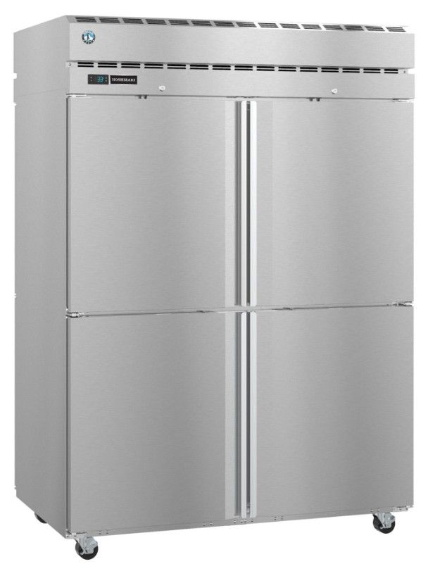 Hoshizaki Steelheart® 55" 52.55" 5 Cu. Ft. Stainless Steel Two Section Pass Thru Upright Freezer with Half Solid Doors and Lock-2