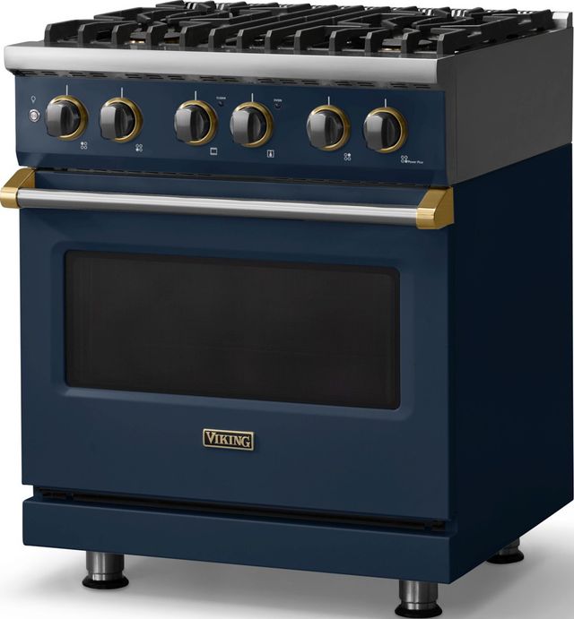 Viking® 5 Series 30" Slate Blue Pro Style Dual Fuel (LP) Range with Polished Chrome Trim-3