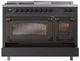 Ilve® Nostalgie II Noblesse 48'' Graphite Matte Pro Style Dual Fuel Range with Burnished Trim-3