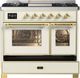 Ilve® Majestic III 40" Antique White Pro Style Dual Fuel Liquid Propane Range with Triple Glass Door and Brass Trim-1