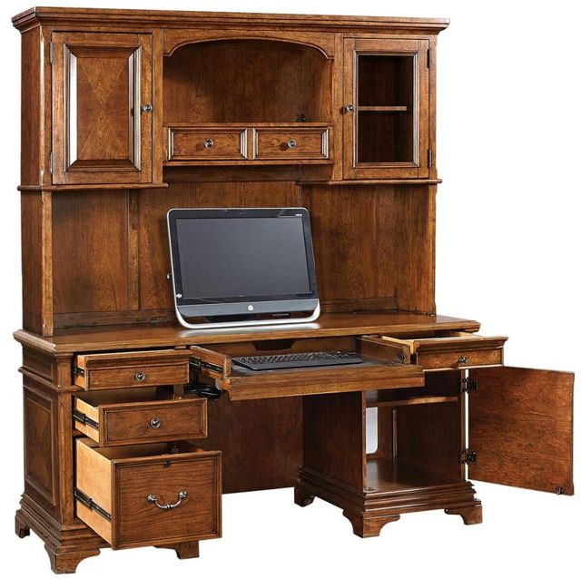 aspenhome® Hawthorne Carmel Brown 66" Credenza Hutch-2