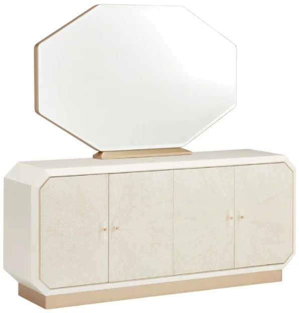 Michael Amini® La Rachelle Medium Champagne Sideboard and Mirror-0