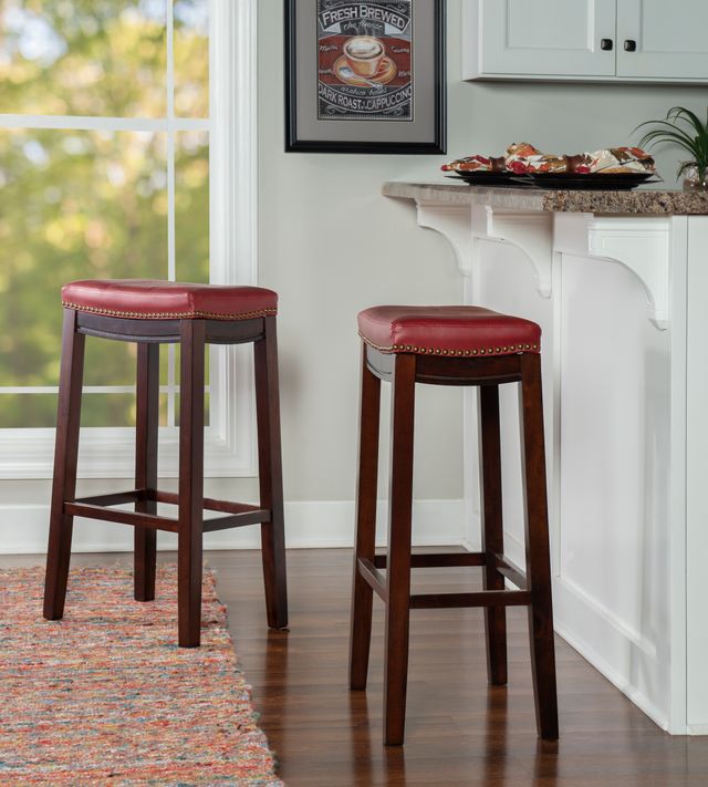 Linon Claridge Dark Brown/Red Bar Stool-1