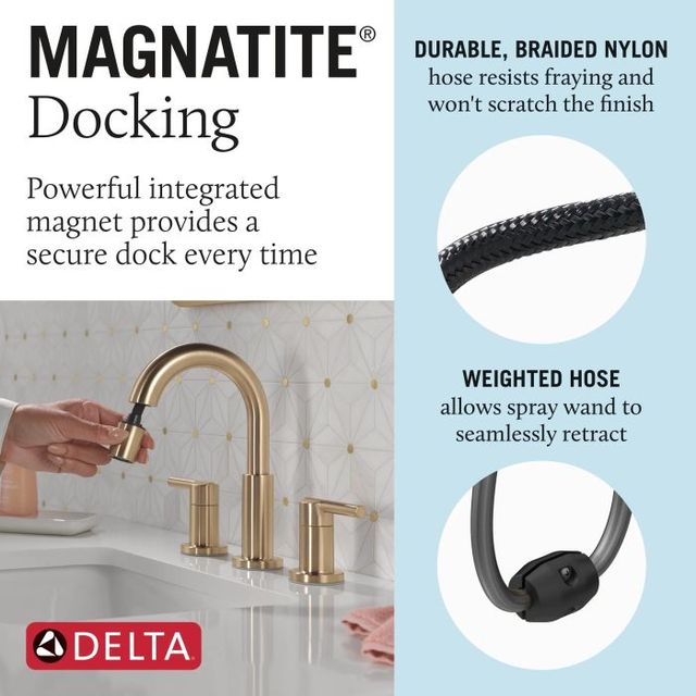 Delta Nicoli® Champagne Bronze 2-Handle Widespread Pull-Down Bathroom Faucet-4