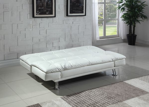 Coaster Dilleston White Tufted Back Upholstered Sofa Bed