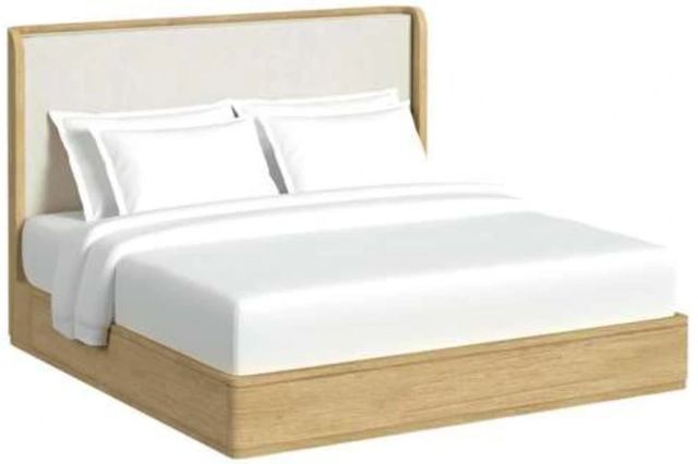 Elements International Rosalie Gray/Natural Upholstered King Panel Bed-0