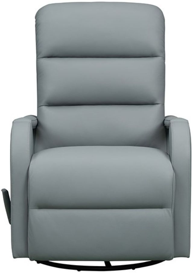 BarcaLounger® Sandhill Troy Spa Blue Leather Manual Swivel Glider Recliner-2