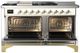 Ilve® Majestic III 60" Custom Pro Style Dual Fuel Natural Gas 7 Burners Range with Solid Door and Brass Trim-1