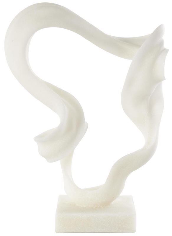 Deco Marche White Polystone Twisted Wave Sculpture with Elevated Base-0