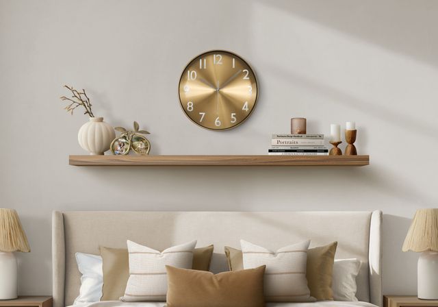 Monarch Specialties Inc. Gold 12" Wall Clock with White Numbers-1