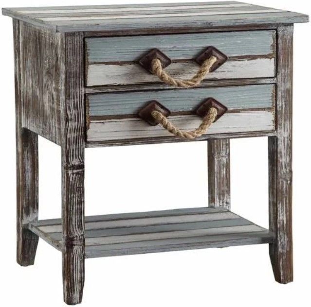 Crestview Collection Nantucket Blue Rectangular Accent Table with Brown Frame-0