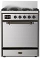 Ilve® Majestic III 30" Stainless Steel Pro Style Dual Fuel Liquid Propane Range with Solid Door and Burnished Trim-0