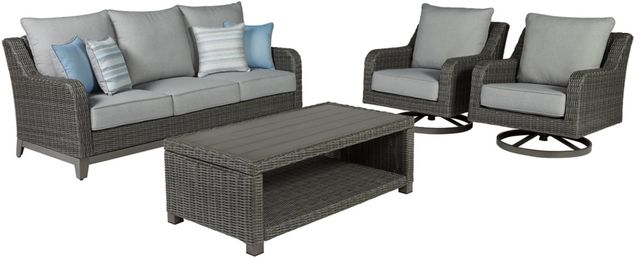 Signature Design by Ashley® Elite Park 4-Piece Gray Outdoor Conversation Set-0