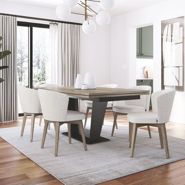 Amisco Customizable Amelia 72" Rectangular Extendable Table with 1" Walnut Veneer Top and 2 Leaves-4