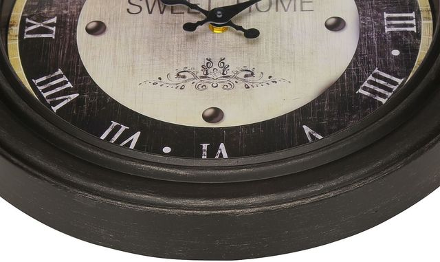 Monarch Specialties Inc. Antique Brown 16" Round Wall Clock with Black/White Background-1