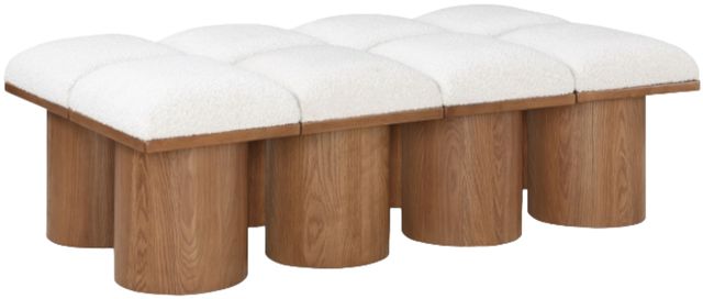 Meridian Furniture Pavilion 8-Piece Cream/Walnut 62" Modular Bench Set-0