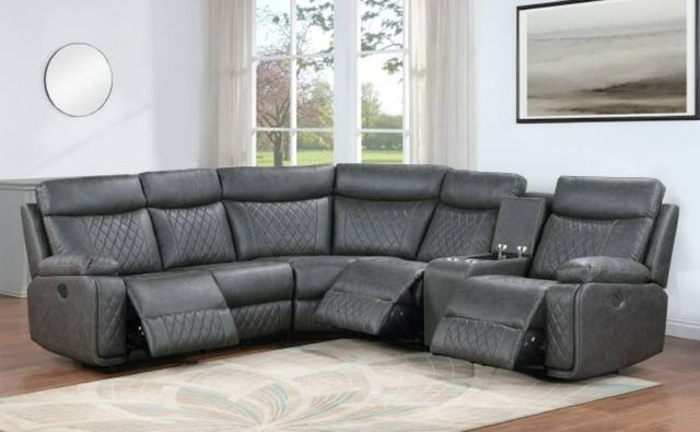 Milton Greens Stars 7-Piece Dark Gray Diamond-Quilted Modular Power Recliner Sectional-1