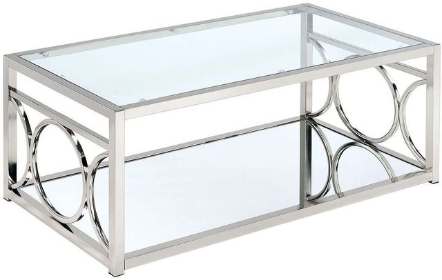 Furniture of America® Rylee Glass Top Coffee Table with Chrome Base-0