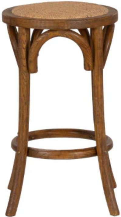 Linon Hyde Walnut Rattan Seat Counter Stool-3