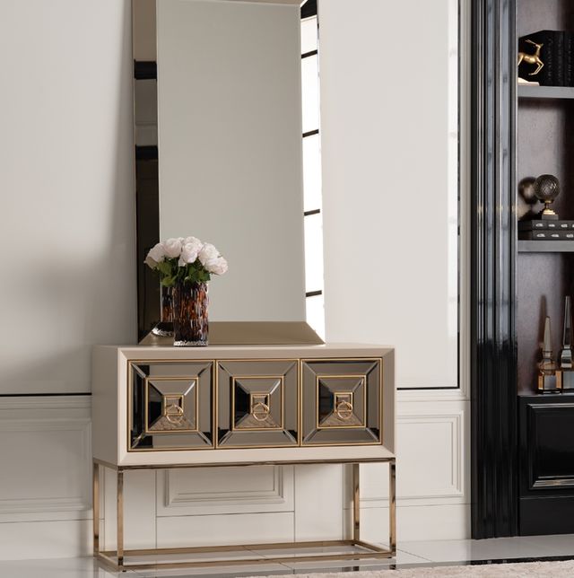 Michael Amini® Madison Glistening Gold Console Table-1
