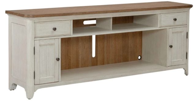 Liberty Furniture Farmhouse Reimagined Brown/White Console with Fireplace-1