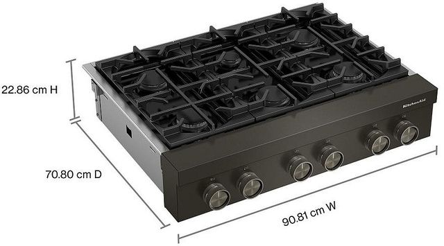 KitchenAid® 36" Black Ore Commercial-Style Gas Rangetop-4
