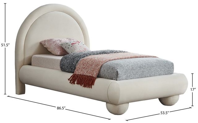 Meridian Furniture Madrid Cream Twin Upholstered Panel Bed-3
