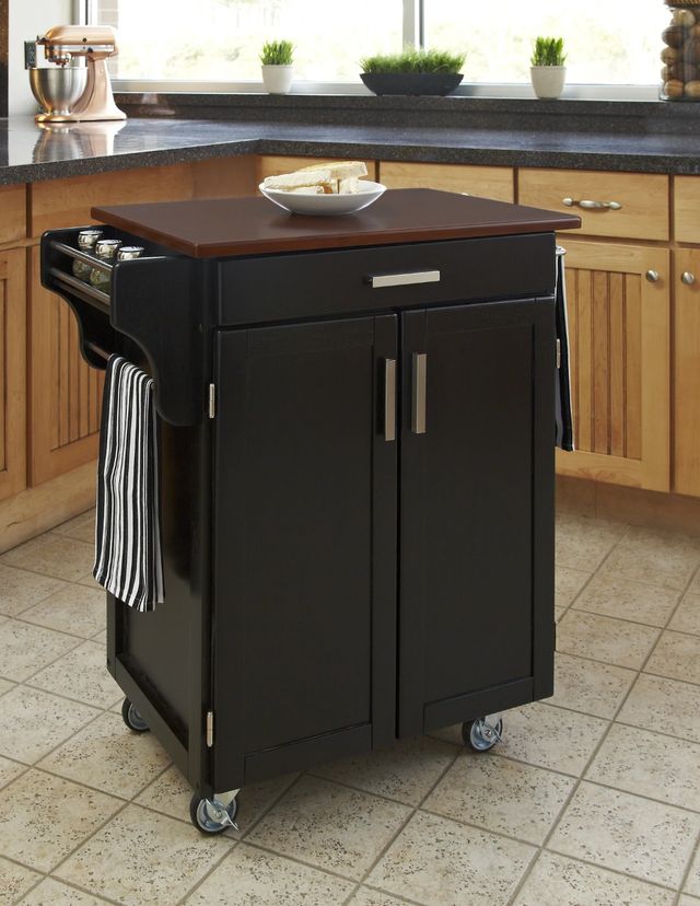 homestyles® Cuisine Cart Black/Cherry Kitchen Cart-2