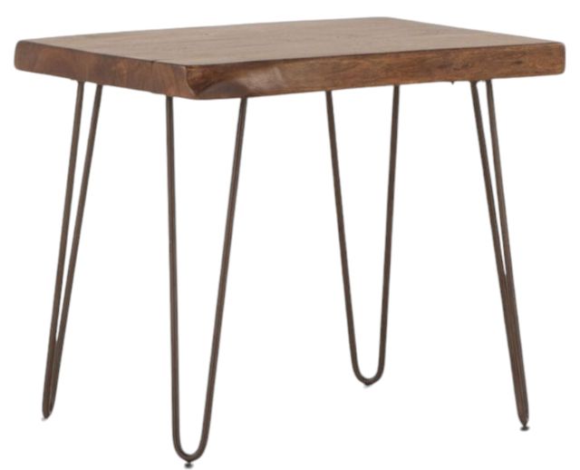 Home Trends & Design Vail Walnut Side Table with Antique Zinc Base-0
