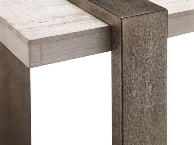 Magnussen Home® Wiltshire Sea Shell Rectangular Sofa Table with Champagne Bronze Base-3