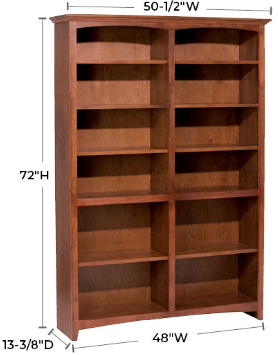 Whittier Wood® Furniture Customizable McKenzie 12-Shelf 48" Bookcase-1