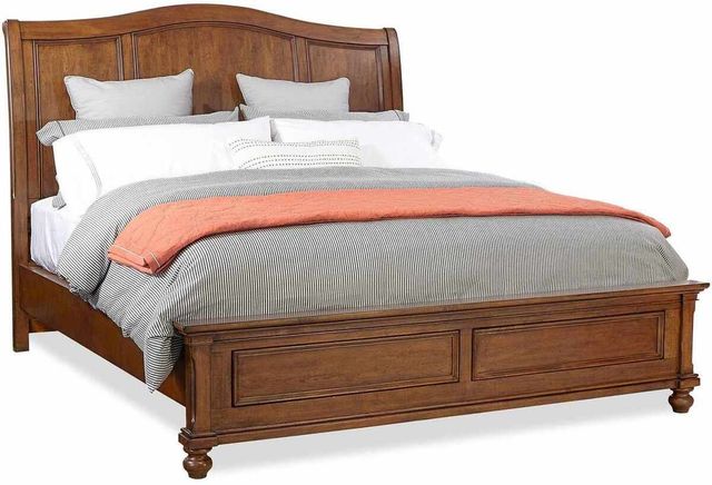 aspenhome® Oxford Whiskey Brown Queen Sleigh Bed-0
