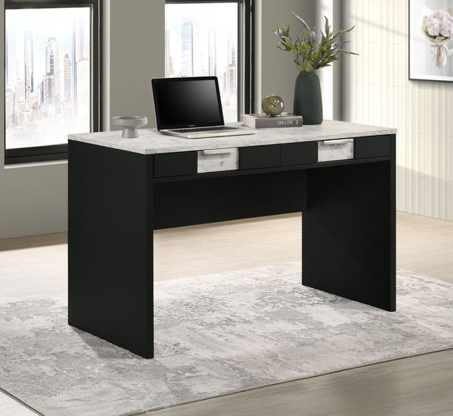 Crown Mark Rangley Black Writing Desk with White Surface-1