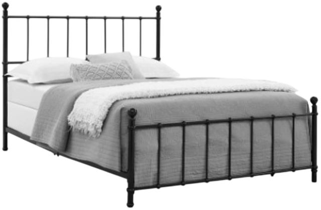 Bernards Zora Black Full Flat Rail Spindle Metal Bed-3
