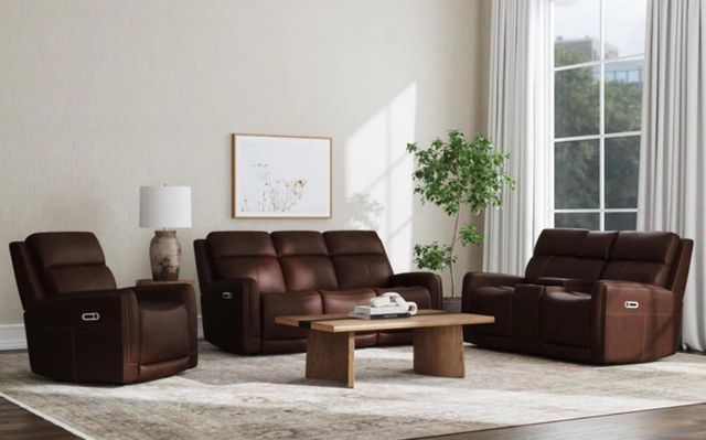 Flexsteel® Alister Burnt Umber Power Gliding Recliner Loveseat with Console-2