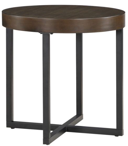 Steve Silver Co. Yukon Walnut End Table with Black Base-3