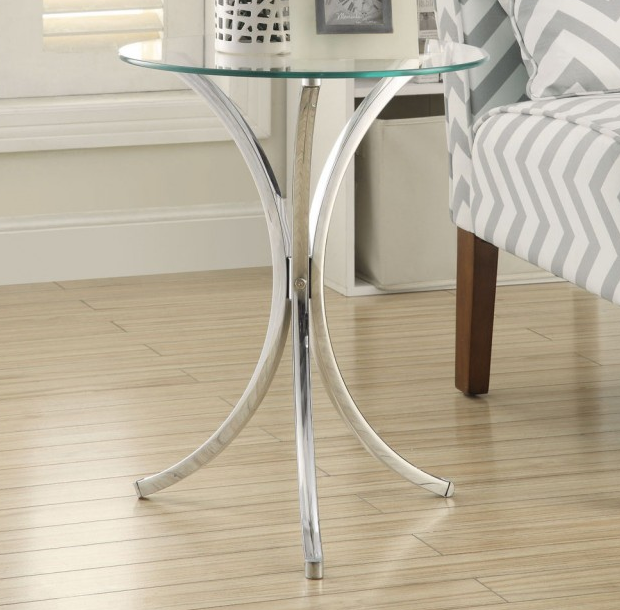 Coaster® Eloise Glass Top Round Accent Table with Chrome Curved Legs-1