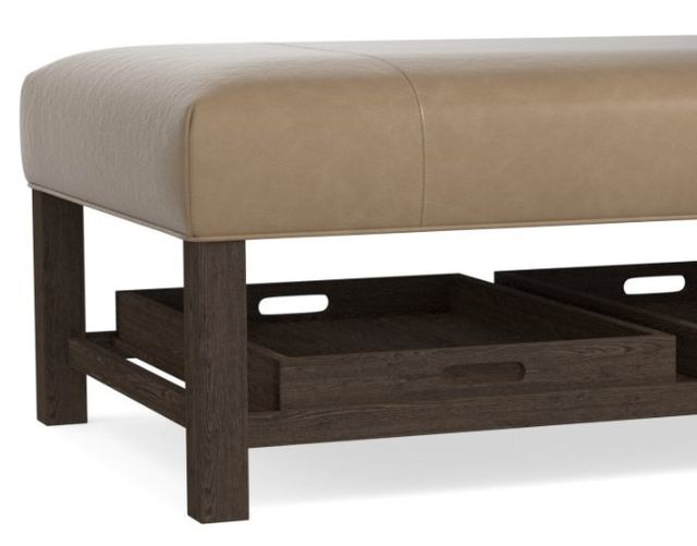 Bassett® Furniture Lori Sable Leather Ottoman with Trays-1