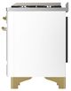 Ilve® Majestic III 40" White Pro Style Dual Fuel Liquid Propane Range with Triple Glass Door and Brass Trim-4