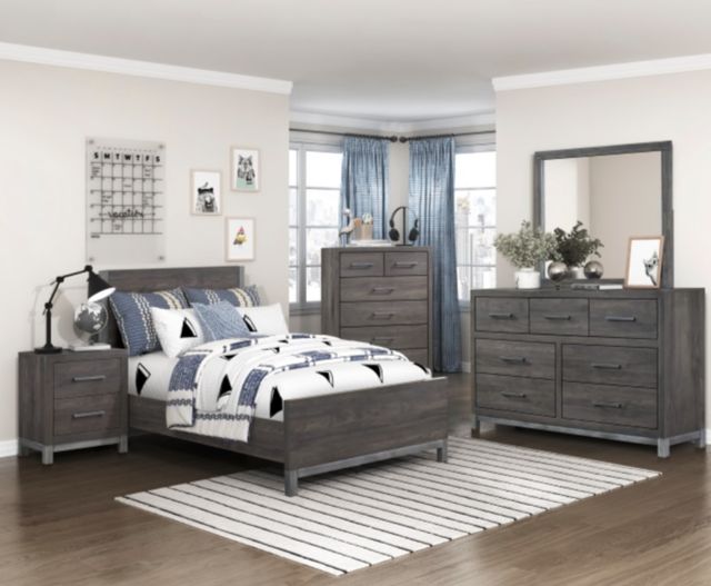 Homelegance® Zephyr Antique Silver/Brownish Gray Twin Panel Bed-1