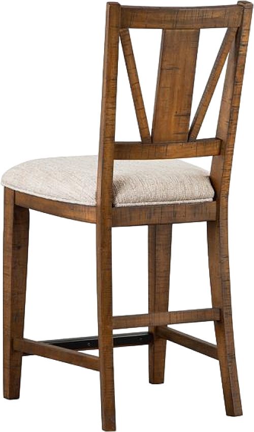 Magnussen Home® Bay Creek 2-Piece Baja Fog/Toasted Nutmeg Counter Chair Set with Upholstered Seat-3