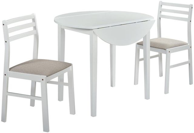Coaster® Bucknell 3-Piece White Round Drop Leaf Dining Table Set-0