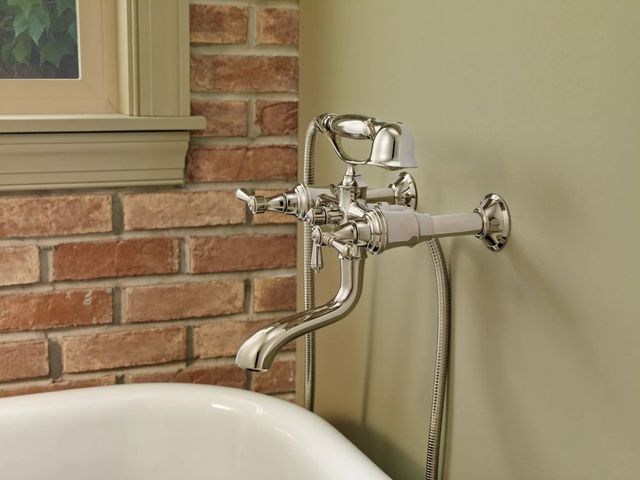 Brizo Traditional Brilliance® Polished Nickel Wall Mount Tub Filler Unions-4