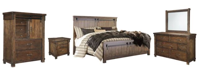 Signature Design by Ashley® Lakeleigh 5-Piece Brown Queen Panel Bed Set-0