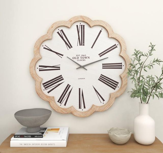 Deco Marche White Floral Wall Clock-4